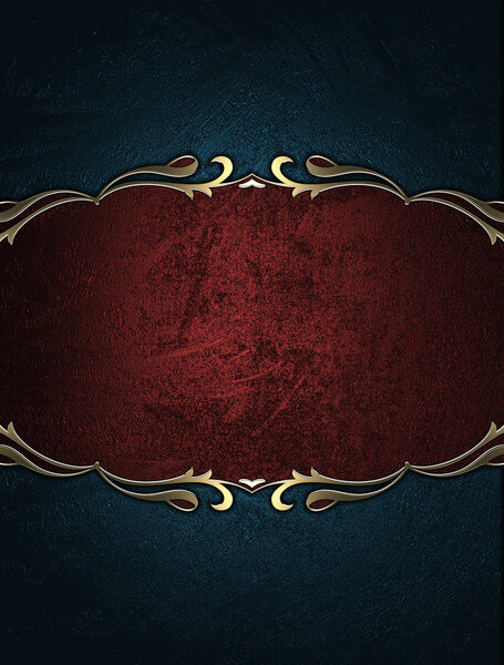 Blue background with red sign with gold border