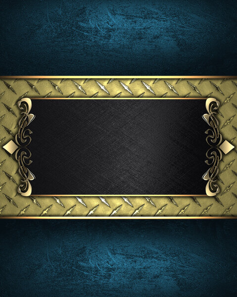 Дизайн шаблон - Синие края, с красивой золотой пластиной с золотыми декоративными краями
