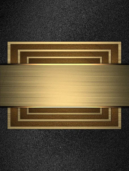 Black background with abstract gold plate. Design template — Stock Photo, Image