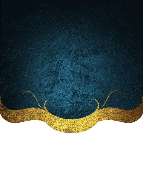 Blue plate with gold and pattern on white background — Stock Photo, Image