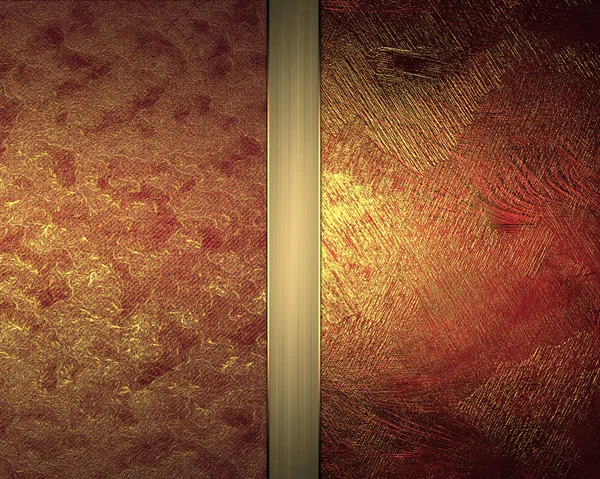 Texture rouge et jaune avec ruban doré. Modèle de conception — Photo