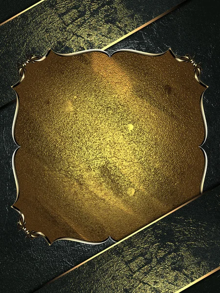 Тёмно-синяя текстура с гранж-лентой и золотой табличкой — стоковое фото