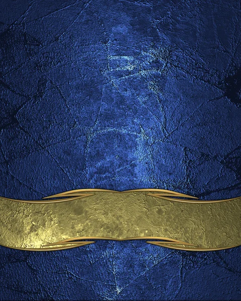 Abstract blue texture with scuffed and gold plate — Stock Photo, Image