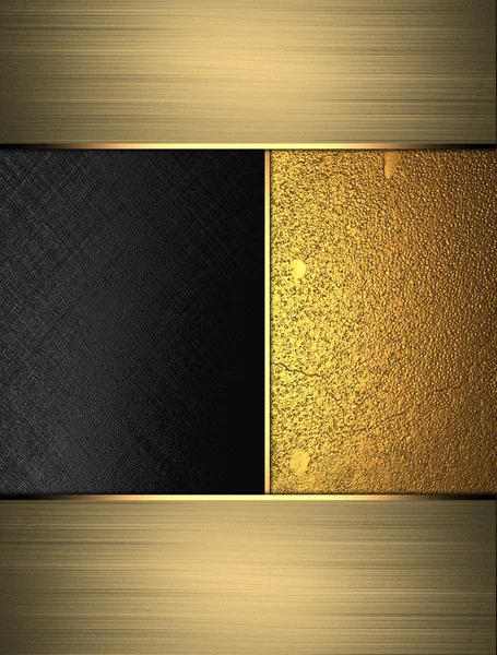 Goldene und schwarze Textur mit Goldrand. Designvorlage. Designseite — Stockfoto