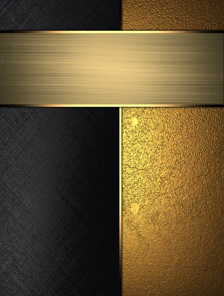 ゴールド銘板とゴールドと黒のテクスチャです。デザイン テンプレートです。サイトのデザイン — ストック写真