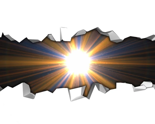 Weißer Hintergrund mit einem Riss und einem hellen Stern (Flare). Designvorlage — Stockfoto