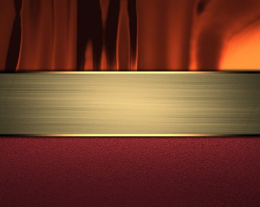 dalgalı portakal ve kırmızı arka plan ile altın levha. tasarım şablonu