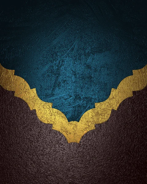 Grunge-blauer Hintergrund mit brauner Textur mit Goldbesatz — Stockfoto
