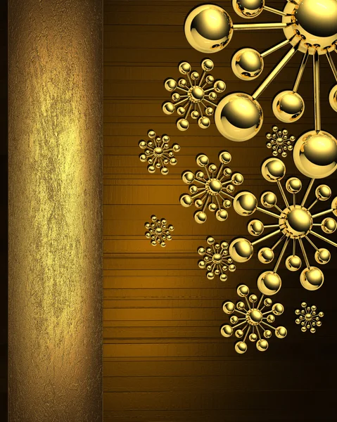 Template for design of brown textures with golden elements — Stock Photo, Image