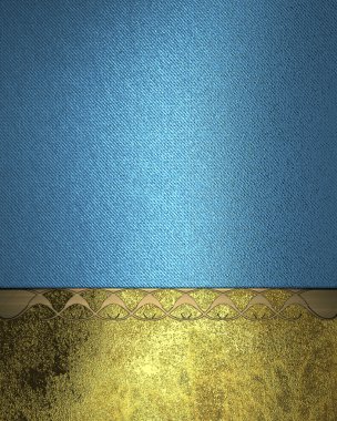 grunge altın tabela ve altın trim ile mavi arka plan.