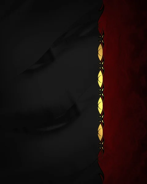 Schwarze Textur mit goldenem Muster und rotem Ausschnitt — Stockfoto