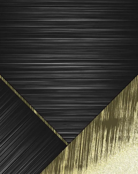 Black texture with white stripes and gold corner — Stock Photo, Image