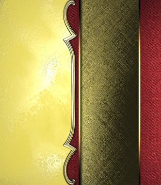 Sarı ve kırmızı arka plan koyu altın plaka ile