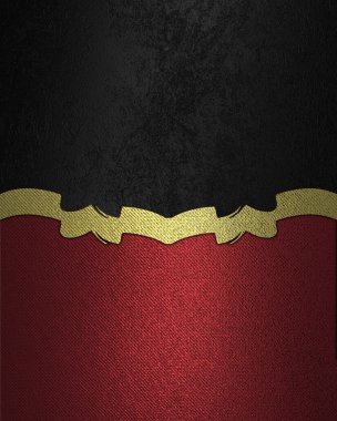 Grunge siyah arka plan ile kırmızı alt altın trim. tasarım şablonu. Şablon
