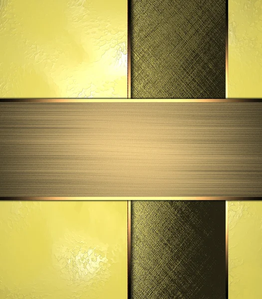 Żółte tło wyłącznik ciemne i złota wstążka — Zdjęcie stockowe