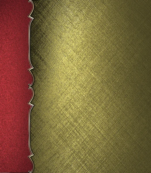 Gold gold scratching the surface with gold trim red edge. Design template. — Stock Photo, Image