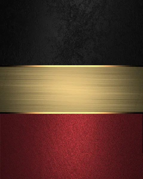 Grunge black background with red bottom with gold nameplate. Template for design. Template — Stock Photo, Image