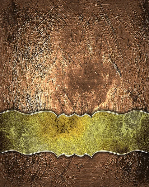 Alte Kupfertextur mit grunge vergoldetem Namensschild. Designvorlage — Stockfoto