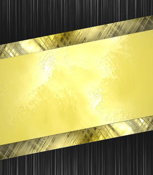 Fond jaune abstrait avec bord noir abstrait bordé d'or — Photo