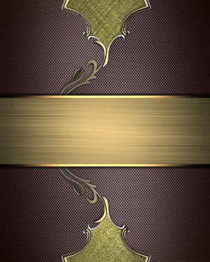 kahverengi arka plan ile altın desen ve altın tabela altın kesik. tasarım şablonu. Tasarım sitesi