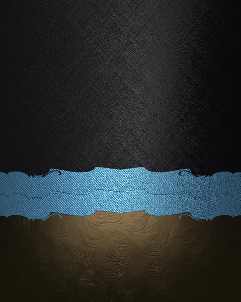 Black abstract background with brown background and blue ribbon. Design template. Design site — Stock Photo, Image