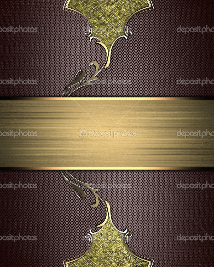 Abstract brown background with gold cutouts with gold pattern and gold ...