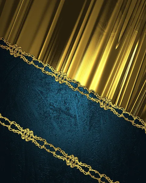 Blue grunge background with abstract gold metal with golden ornaments. Design template. Design site — Stock Photo, Image