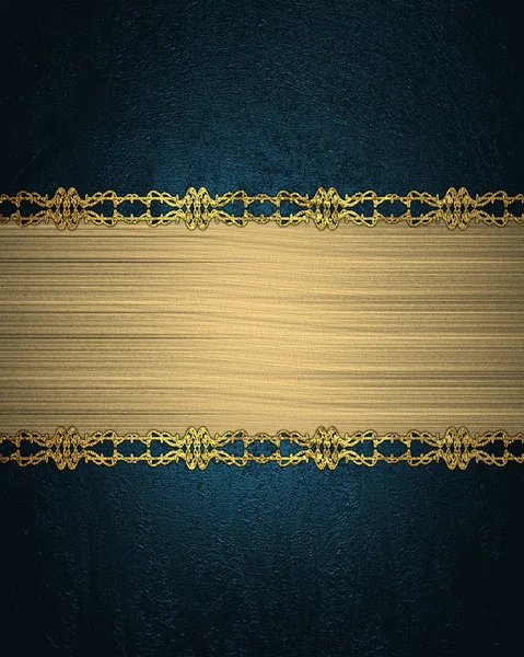 Blauer Grunge-Hintergrund mit goldenem Namensschild mit Muster. Designvorlage. Designseite — Stockfoto