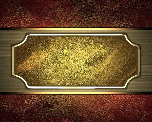 Shabby red metallic background with grunge golden plate. Design template. Design site — Stock Photo, Image