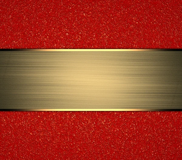 Fundo vermelho abstrato com placa de ouro. Modelo de design. Local de projeto — Fotografia de Stock