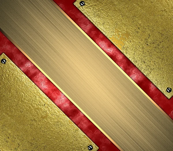 Abstrakter roter Hintergrund mit Grunge-Goldrand und goldenem Band. Designvorlage. Designseite — Stockfoto
