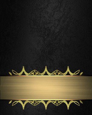 kenarlarda desenlerle dekoratif bir altın plaka siyah arka plan. tasarım şablonu. site şablonu