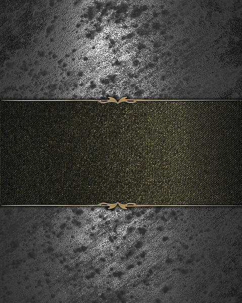 Metallic grunge shabby background with black and gold trim plate. Design template. Template for site — Stock Photo, Image