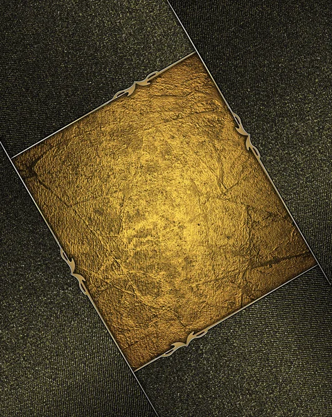 Placa de oro grunge con un rico material oscuro en las esquinas. Plantilla de diseño Plantilla para el sitio —  Fotos de Stock