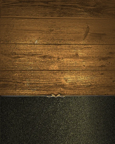 Fondo grunge de madera con placa negra con adorno dorado. Plantilla de diseño Plantilla para el sitio —  Fotos de Stock