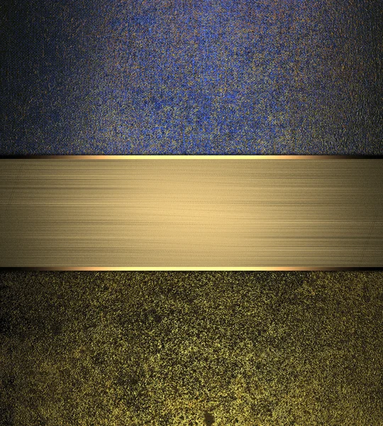 Grunge-blauer Hintergrund mit Grunge-Textur dunkelgold und Goldband. Designvorlage. Vorlage für Website — Stockfoto