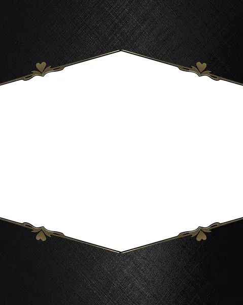 Schwarzer Hintergrund mit weißem Ausschnitt mit Goldrand. Designvorlage. Vorlage für Website — Stockfoto