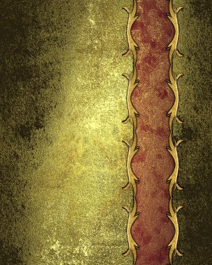 Grunge altın metalik yaprak kırmızı yarık ve altın trim. tasarım şablonu. Tasarım sitesi