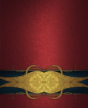 mavi kurdele altın desenli kırmızı bir arka plan. tasarım şablonu. Tasarım sitesi