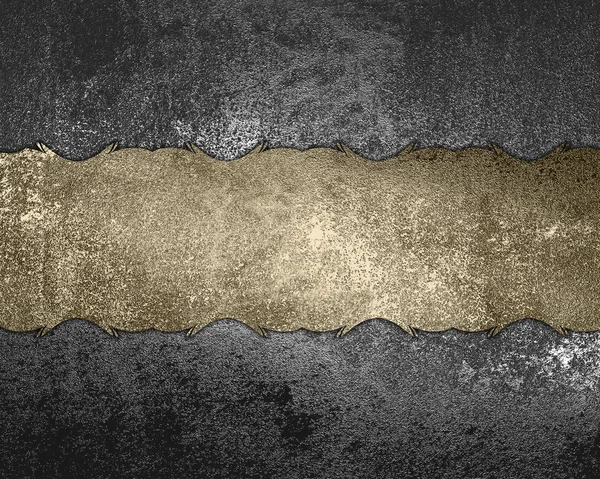 Shabby iron sheet with shabby brown plate with gold trim. Design template. Design site — Stock Photo, Image