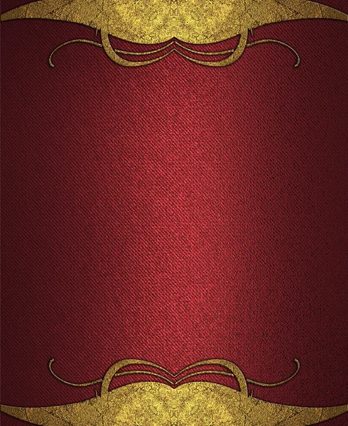 Červené pozadí abstraktní s rámem ze zlata s vzorem. Šablona návrhu. design stránky — Stock fotografie