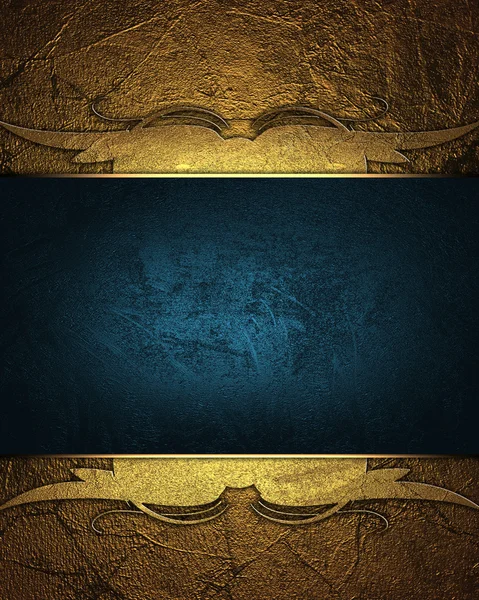 Золотой абстрактный фон с синей табличкой с золотым узором. Дизайн шаблона. Дизайн сайта — стоковое фото