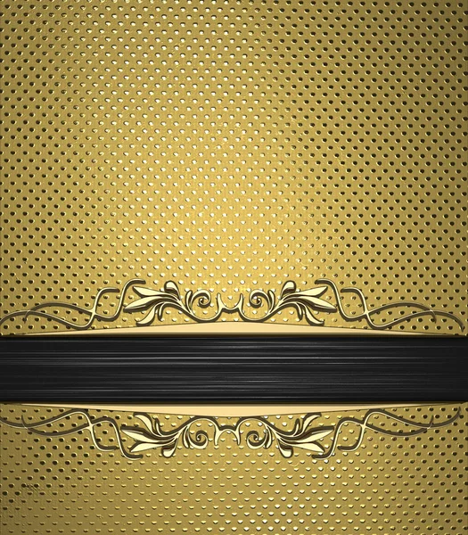 Textura dorada abstracta con cinta negra con patrón dorado. Plantilla de diseño Sitio de diseño —  Fotos de Stock