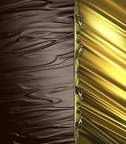 Abstracte bruine achtergrond met gouden rand en gouden ornamenten. Ontwerpsjabloon. ontwerp site — Stockfoto