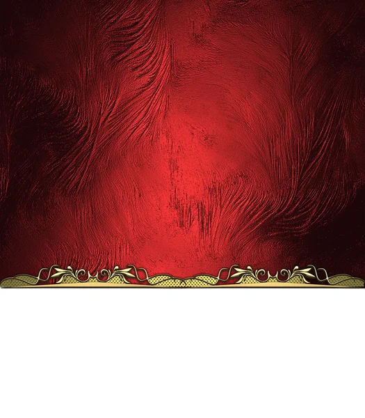 Abstrakter roter Hintergrund mit weißem Schnitt und goldenem Ornament. Designvorlage. Designseite — Stockfoto