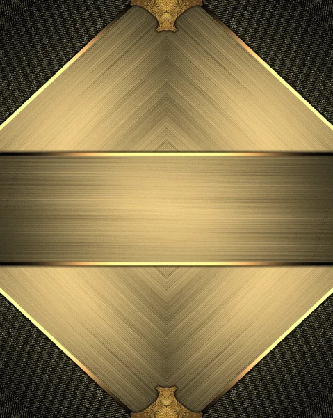 Plaque d'or aux coins sombres avec ruban d'or. Modèle de conception. Site de conception — Photo