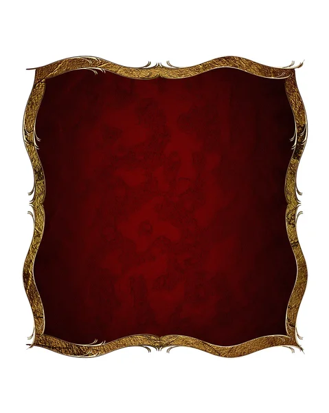 Fondo bianco con placca rossa per testo con bordo oro. Modello di design. Sito di progettazione — Foto Stock