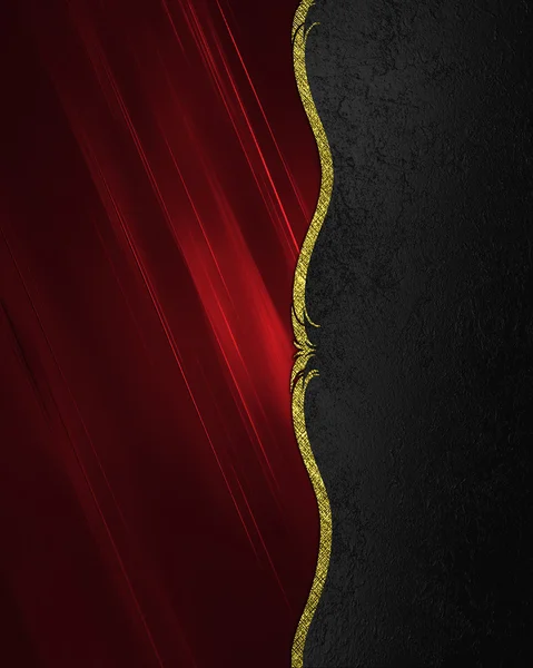 Fondo rosso e nero separati da finiture in oro. Modello di design. Sito di progettazione — Foto Stock