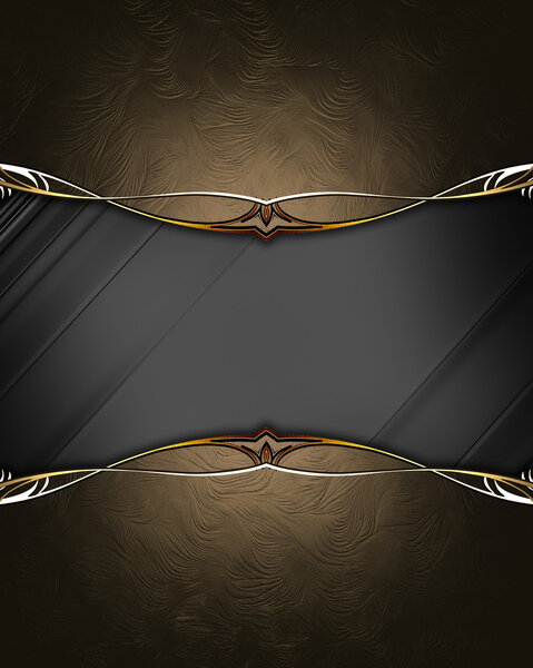 Black background with brown frame with gold trim. Design template. Design site