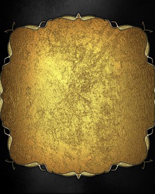 siyah arka plan ile bir altın plaka arka plan dekoratif trim. tasarım şablonu. Tasarım sitesi